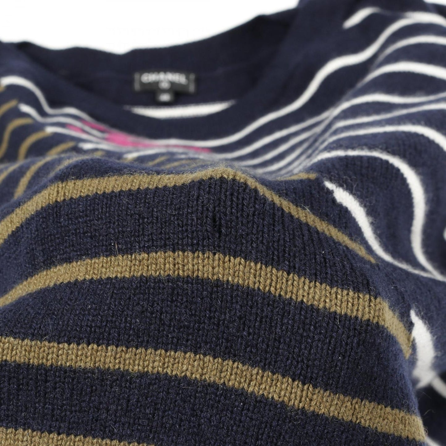 CHANEL Cashmere Knitwear with Iconic Coco Mark - Navy/Multi