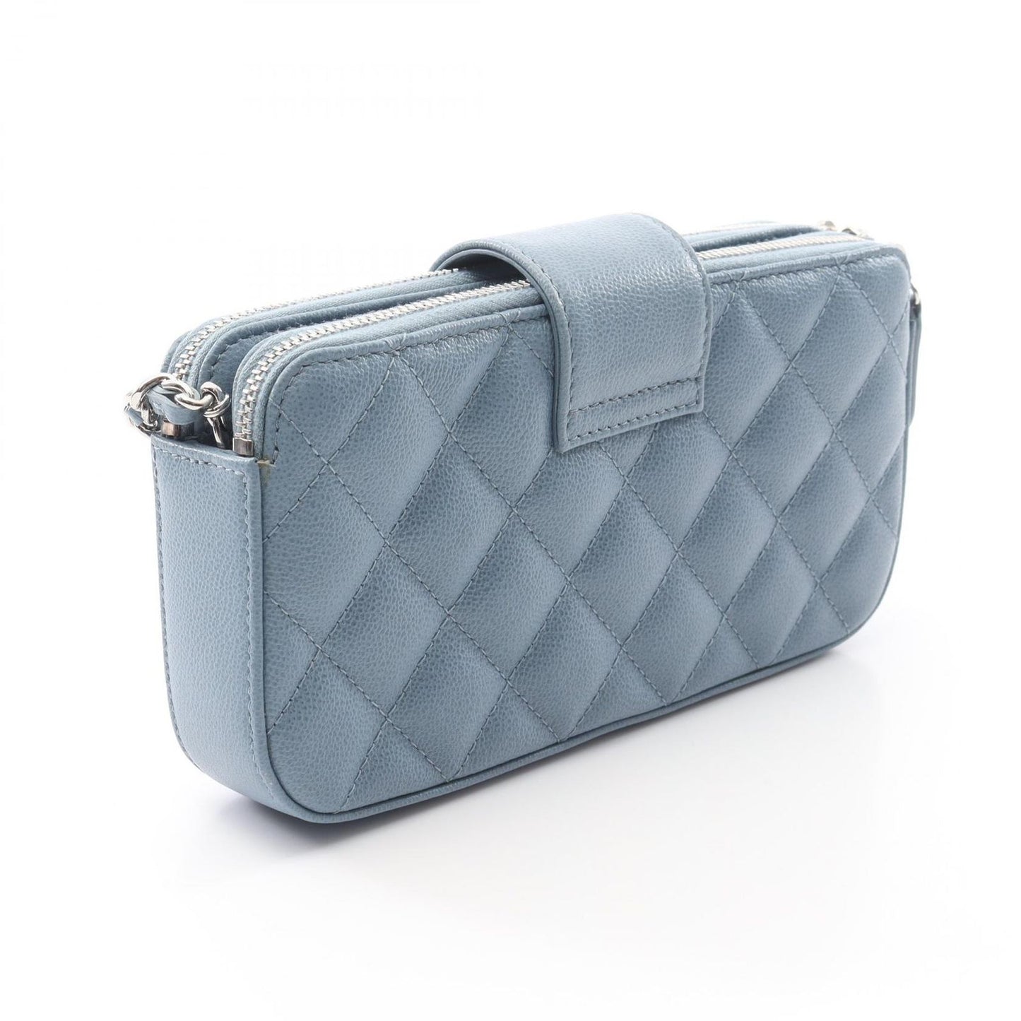 CHANEL Aqua Blue Half Coco Mark Matelassé Shoulder Bag