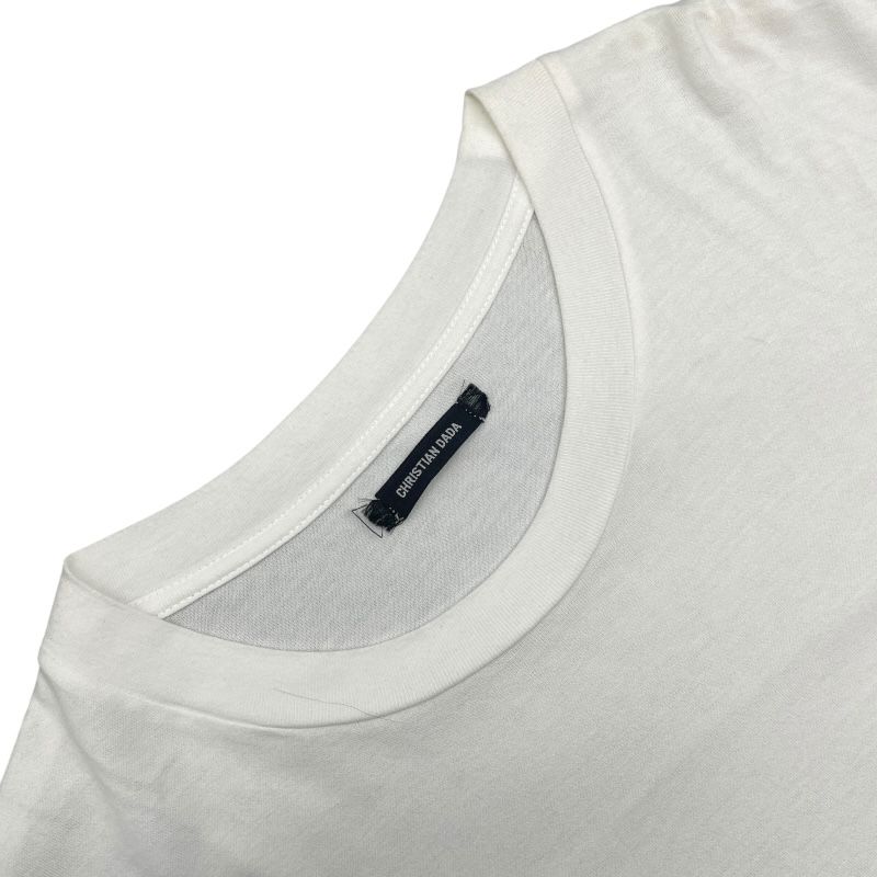 CHRISTIAN DADA White Rose Print Cotton T-Shirt for Men