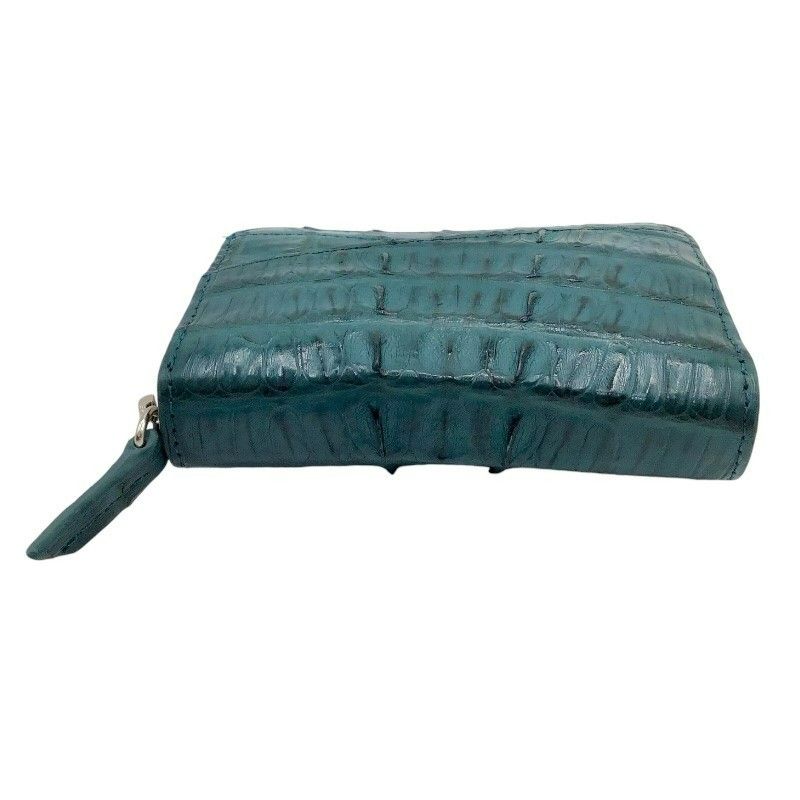Exquisite Green Crocodile Leather Round Zipper Card Case