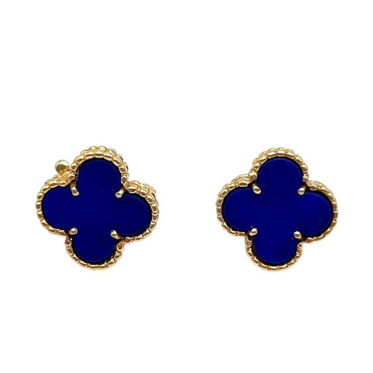 Van Cleef & Arpels Vintage Alhambra Earrings in K18 Gold & Lapis Lazuli