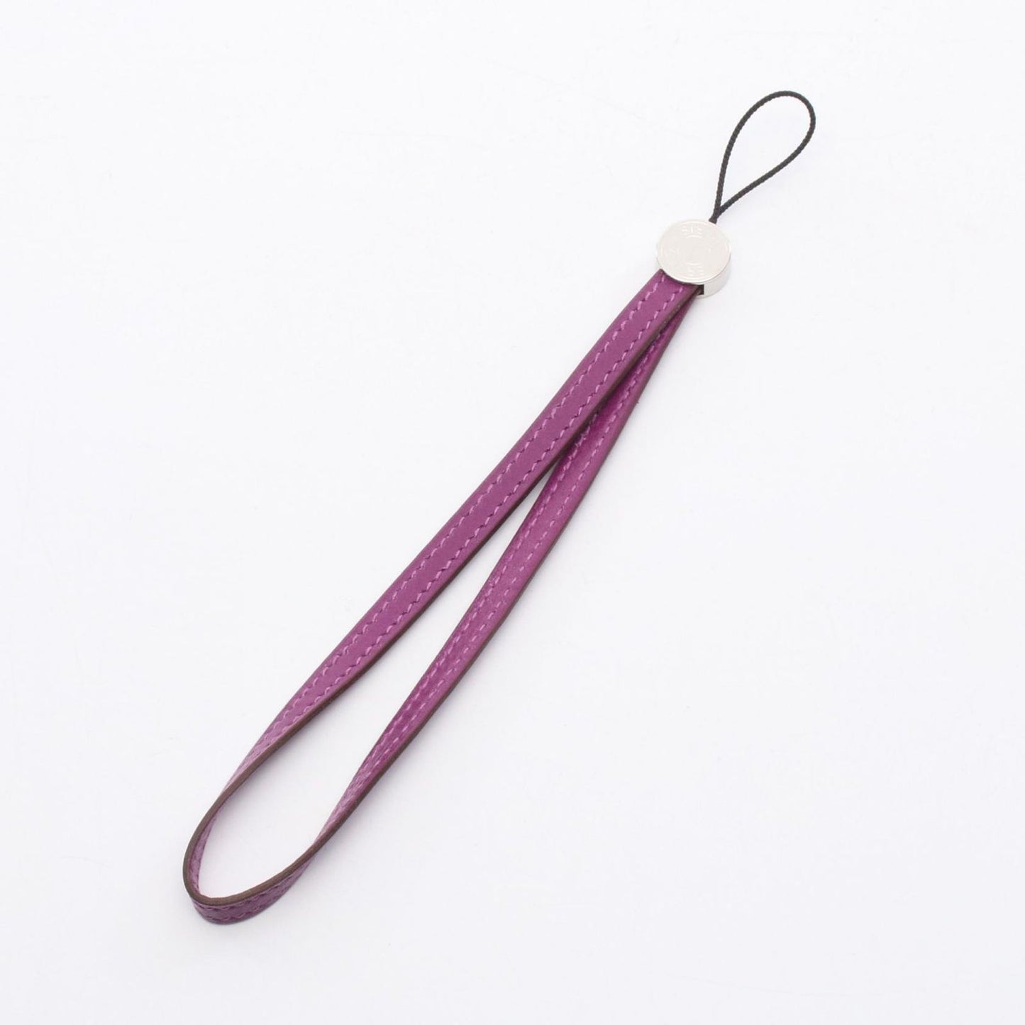 HERMES Serre Anemone Leather Keychain - Exquisite Purple Charm