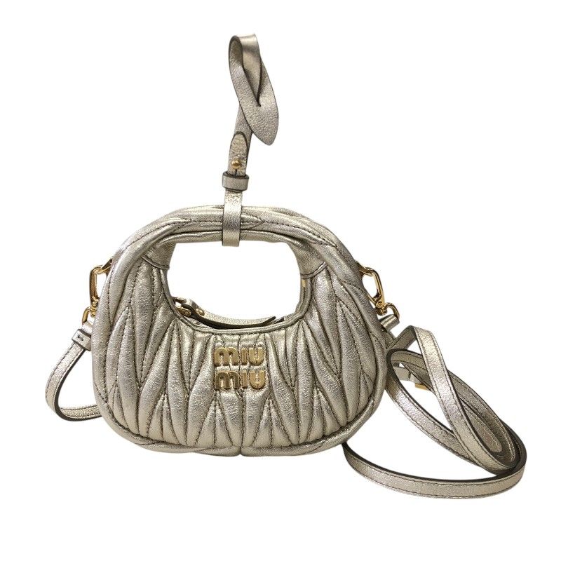 Miu Miu Wonder Matelassé Leather Hobo Bag - Gold