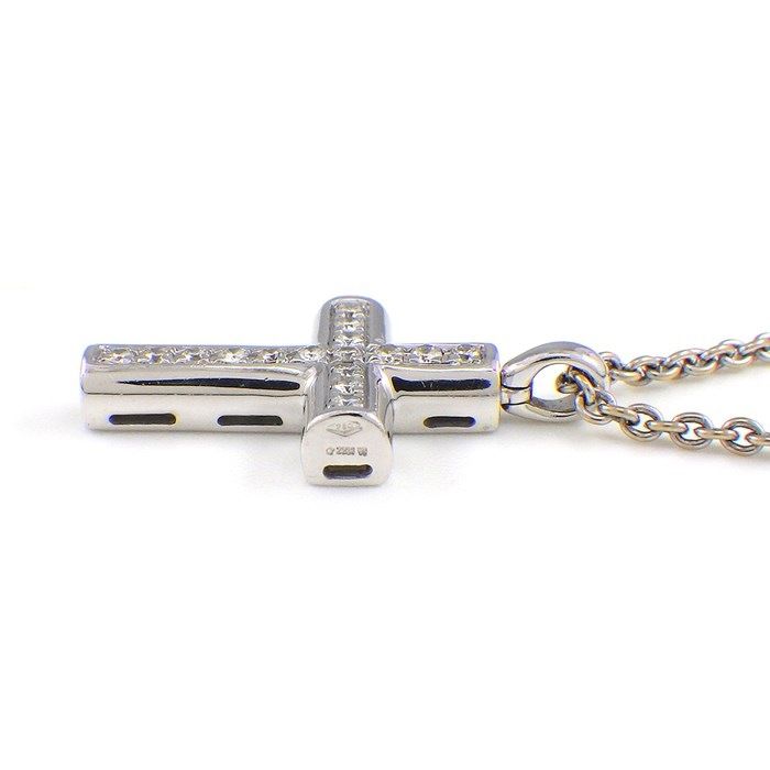 BVLGARI Latin Cross Pave Diamond Necklace in K18 White Gold