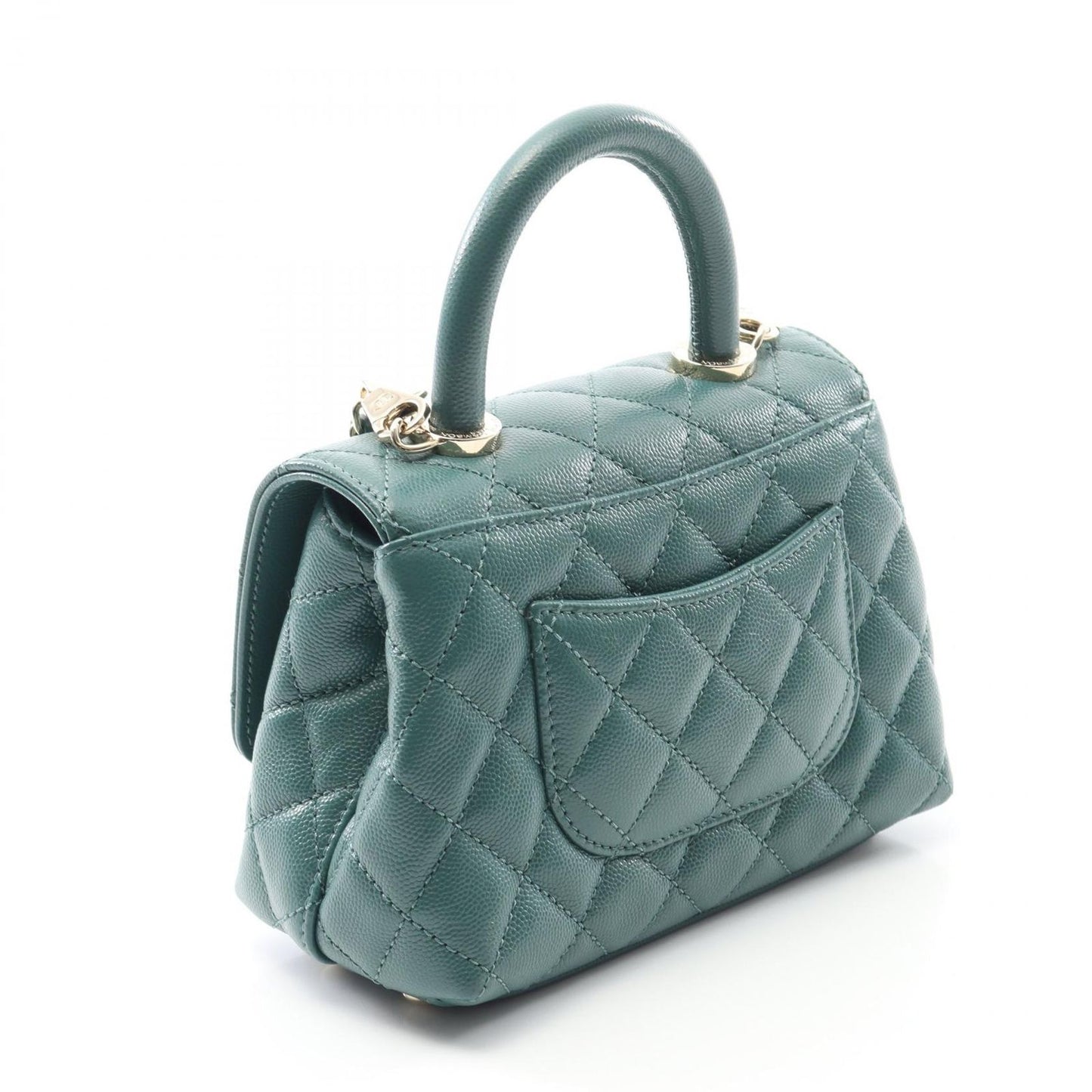 CHANEL Coco Handle XXS Top Handle Handbag in Blue Green