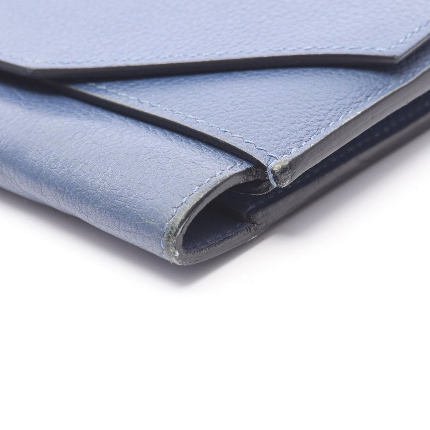 HERMES Passant Compact Wallet in Blue Evercalf Leather