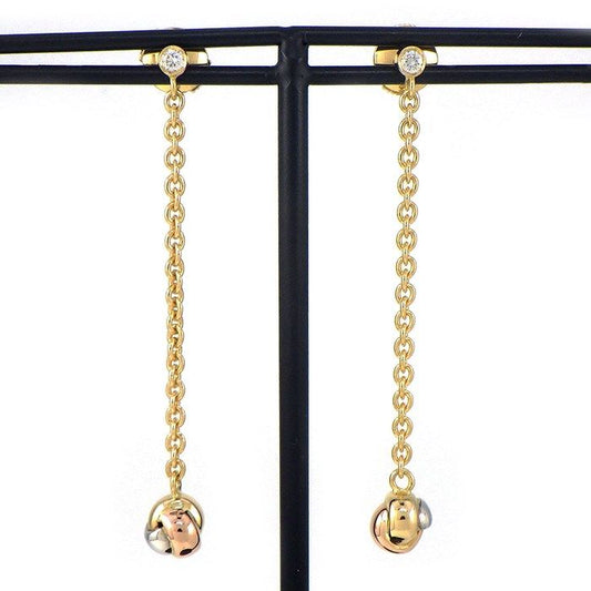 Cartier Panthère Ball Swing Drop Earrings in Tri-Color Gold with Diamonds