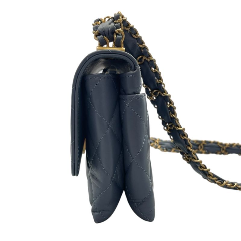 CHANEL Matelassé Small Flap Bag in Blue with Gold Hardware