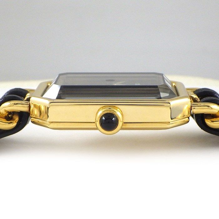 CHANEL Première M H0001 Octagonal Black Dial Gold-Plated Watch