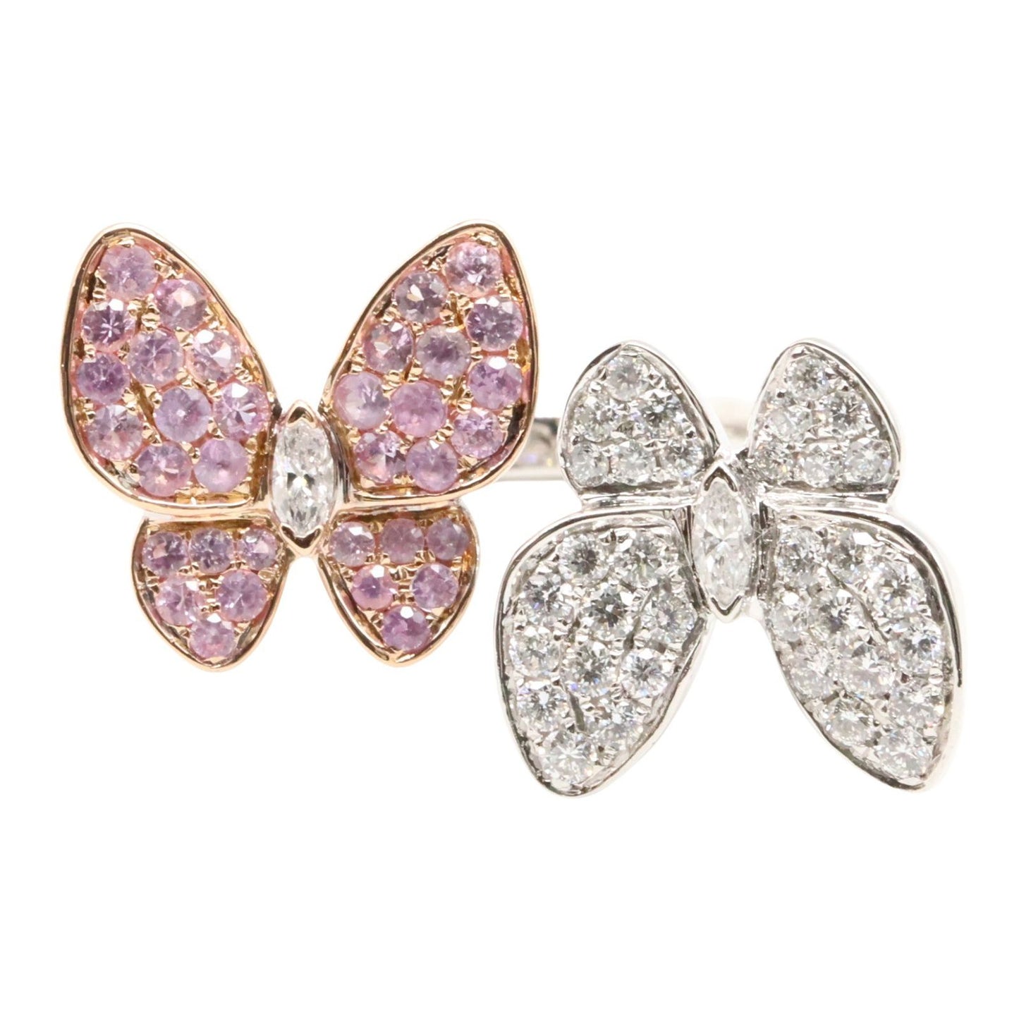 Exquisite Pink Sapphire & Diamond Ring in K18 White & Pink Gold