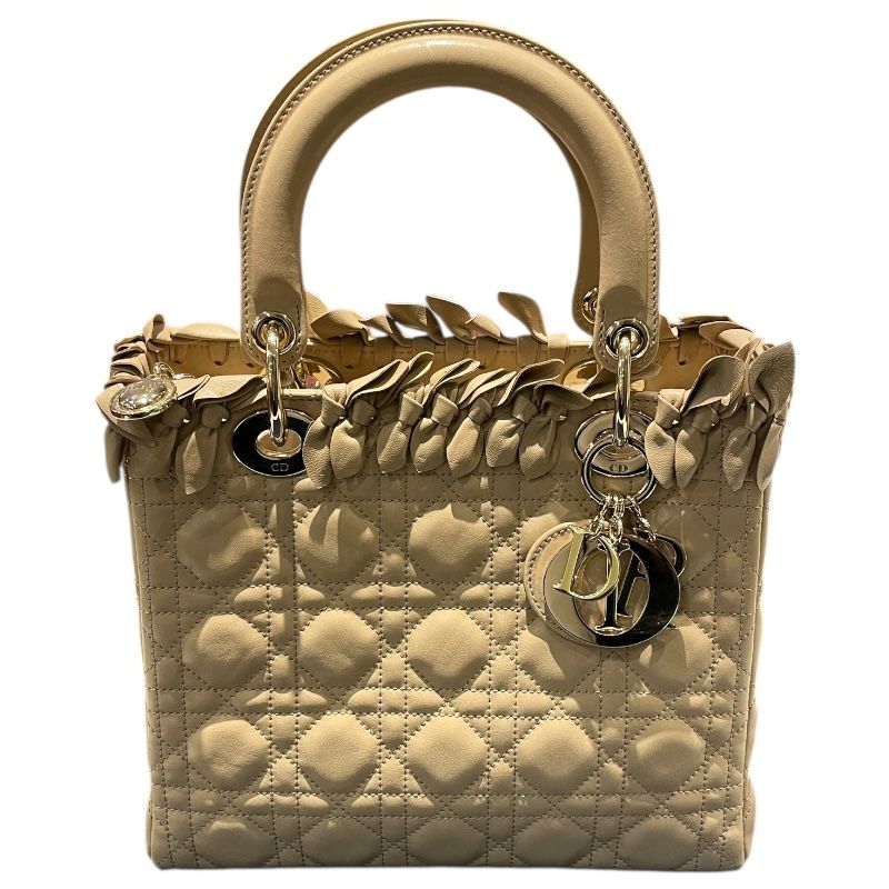 Christian Dior Lady Dior Medium Handbag in Beige Lambskin