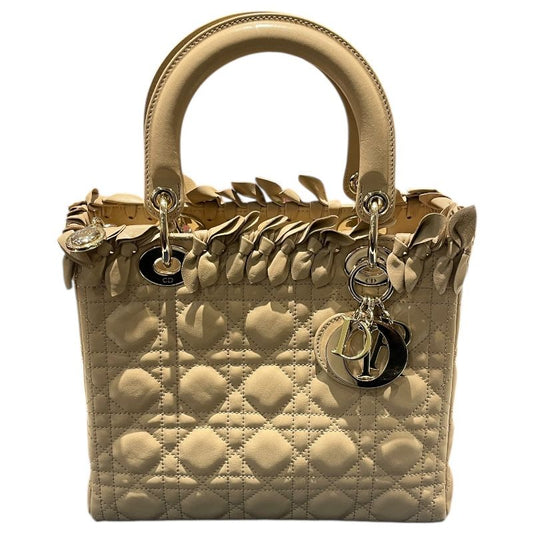 Christian Dior Lady Dior Medium Handbag in Beige Lambskin