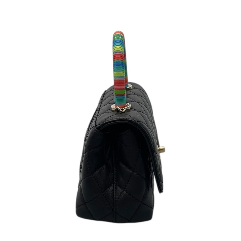 CHANEL Coco Handle XXS Black Lambskin Shoulder Bag with Gold Hardware