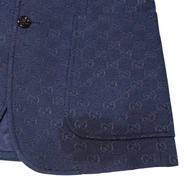 GUCCI GG Pattern Cotton Blend Formal Jacket - Navy - Size 44