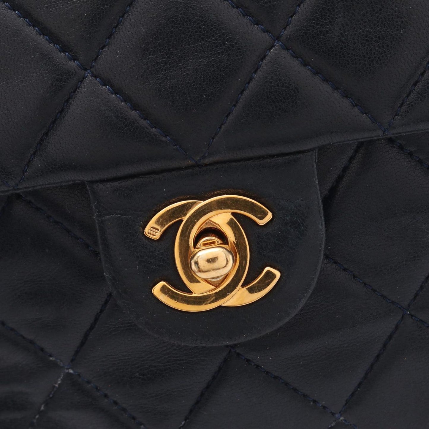 CHANEL Mini Matelassé 20 Shoulder Bag in Navy Lambskin