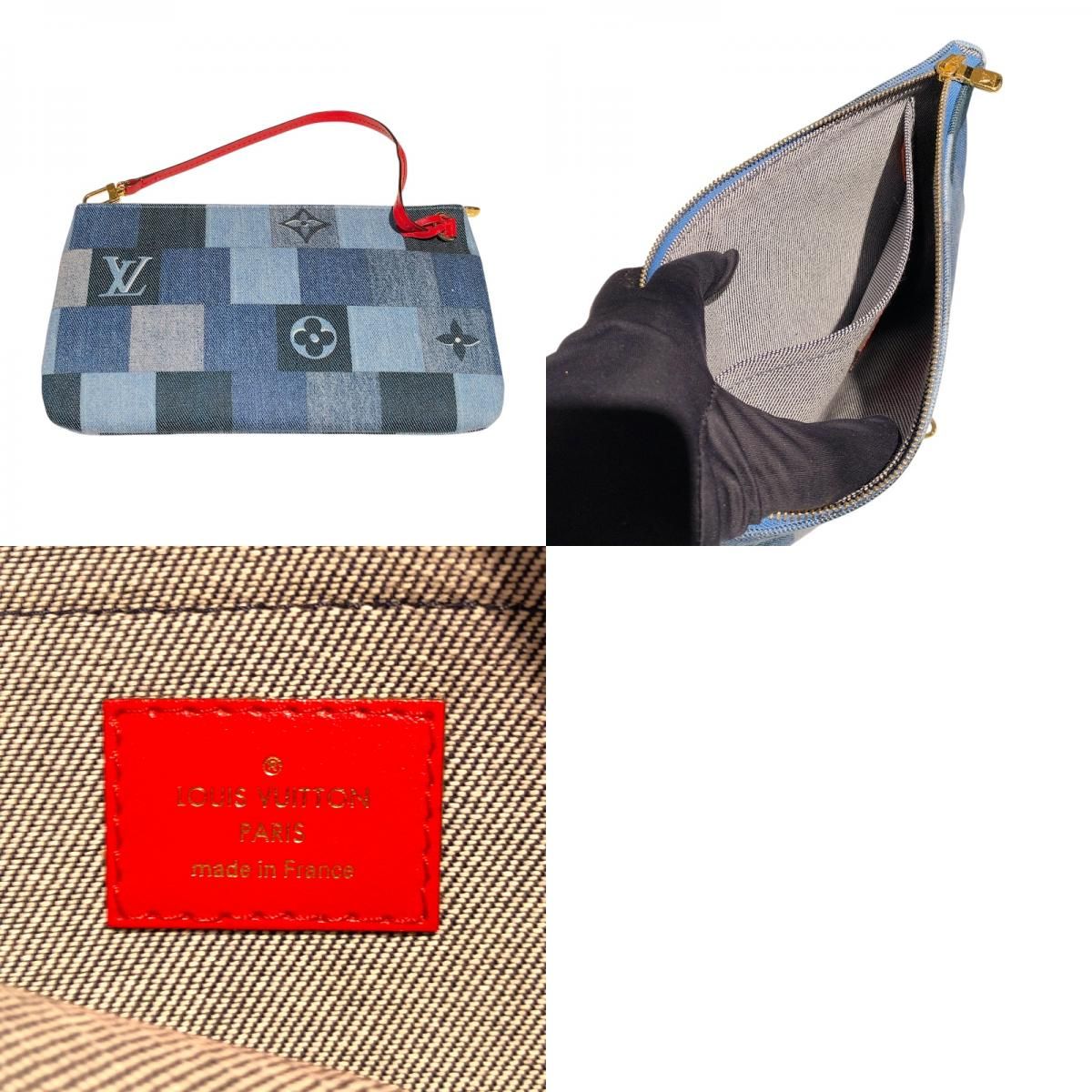 Louis Vuitton Neverfull MM Monogram Denim Tote Bag with Gold Hardware