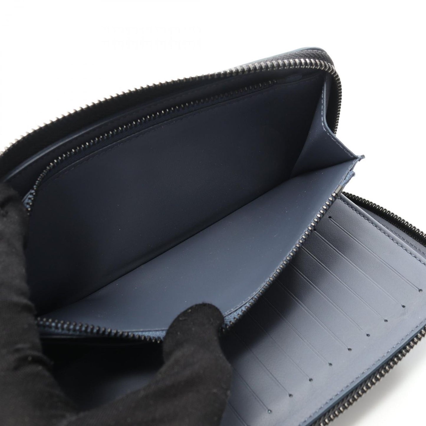 Louis Vuitton Monogram Shadow Zippy Wallet Vertical - Navy Leather