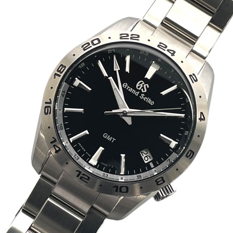 Seiko Grand Seiko SBGN027 9F Quartz GMT - Black Stainless Steel