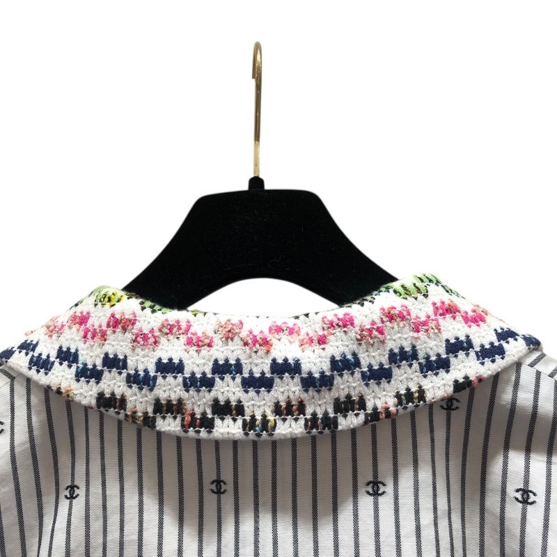 CHANEL Coco Mark Pattern Short Sleeve Jacket - White Cotton