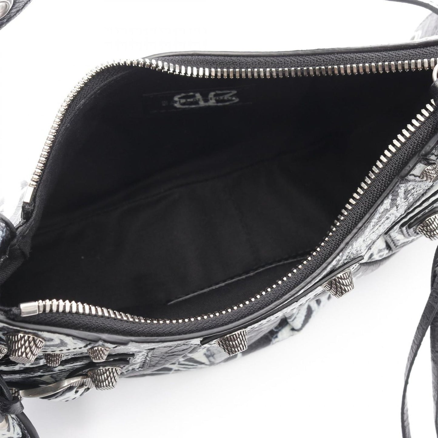 BALENCIAGA Le Cagole XS Shoulder Bag in Black/White Leather