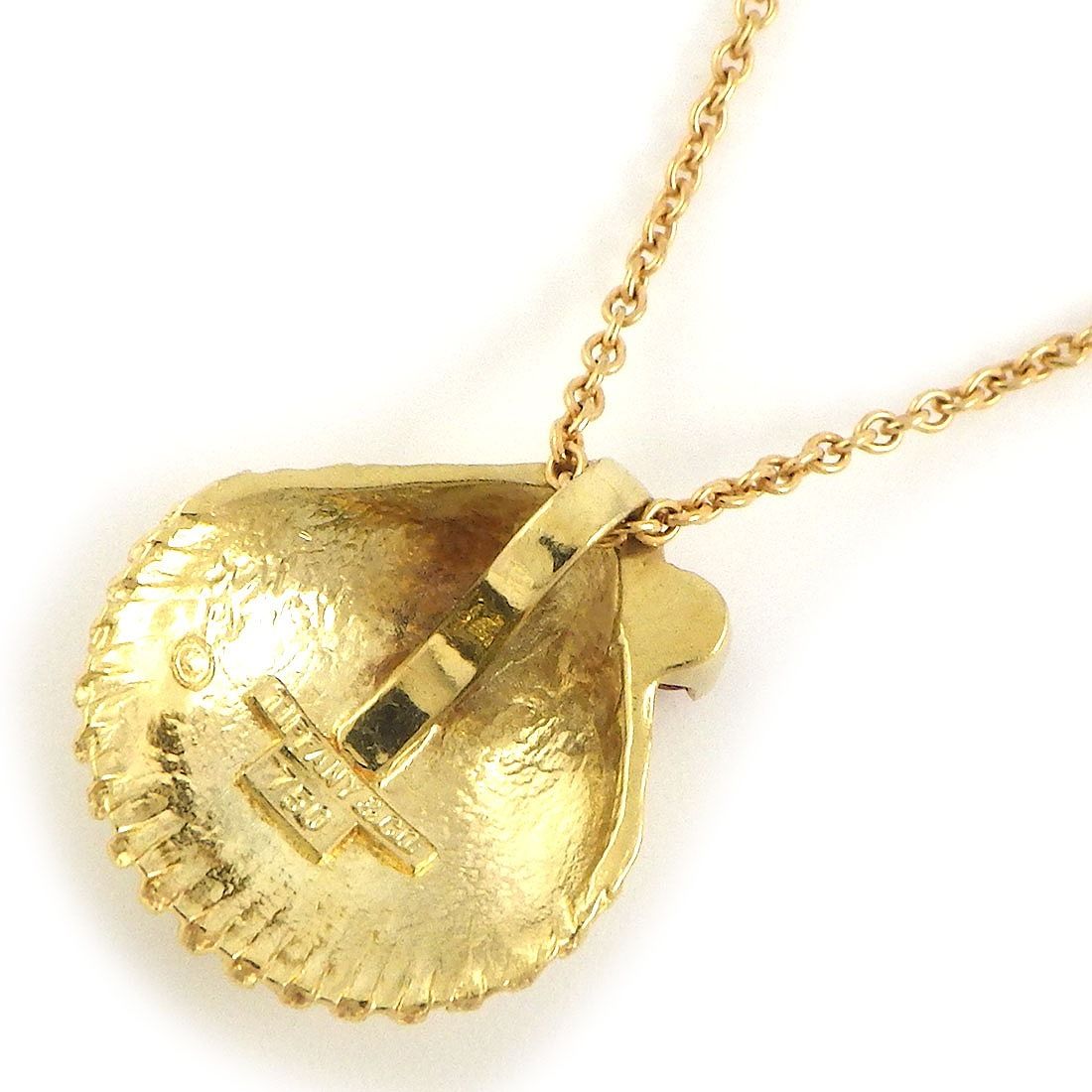 Tiffany & Co. Shell Motif Necklace with Ruby in 18K Yellow Gold