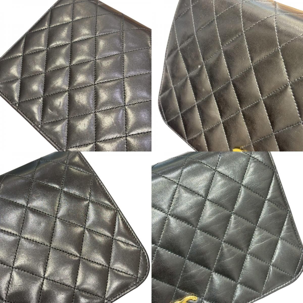 CHANEL Matelassé Chain Shoulder Bag in Black Lambskin