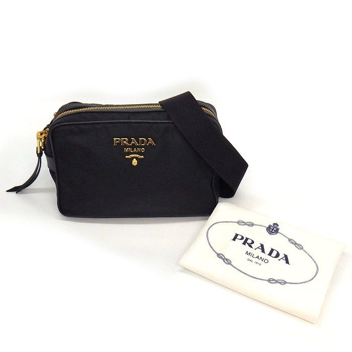 PRADA Black Nylon & Saffiano Leather Shoulder Bag 1BH089