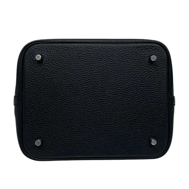 HERMES Picotin Lock MM Black Togo Leather Tote with Silver Hardware
