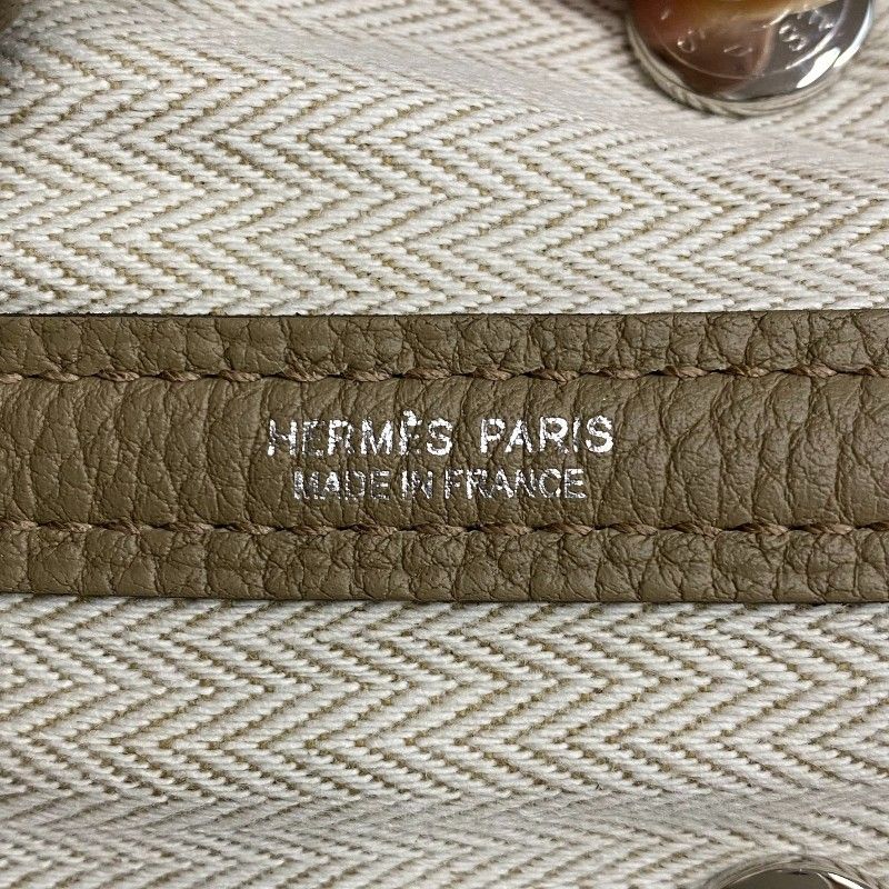 HERMES Garden Party TPM Beige Marfa Tote with Silver Hardware