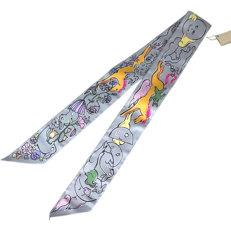 HERMES Twilly Multicolor 100% Silk Scarf for Women