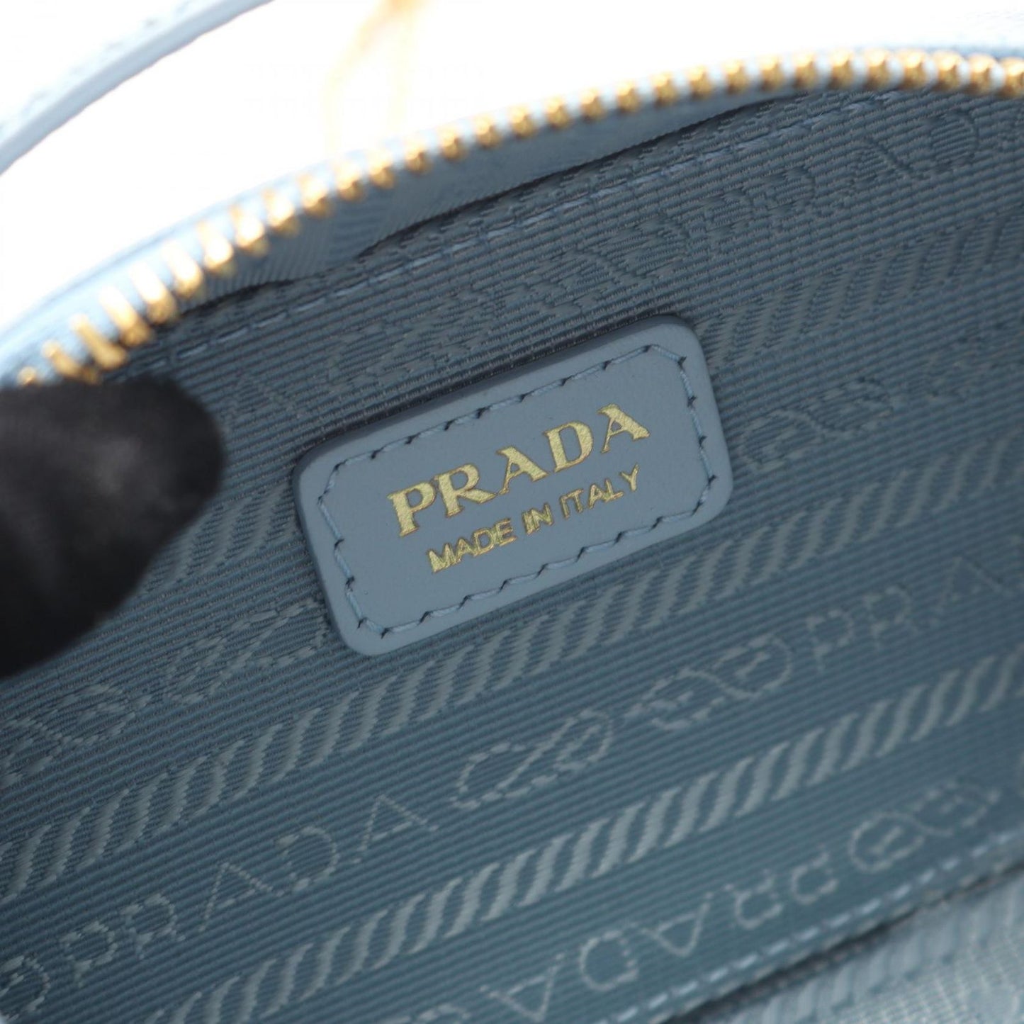 PRADA Saffiano Triangle Mini Pouch Shoulder Bag - Light Blue
