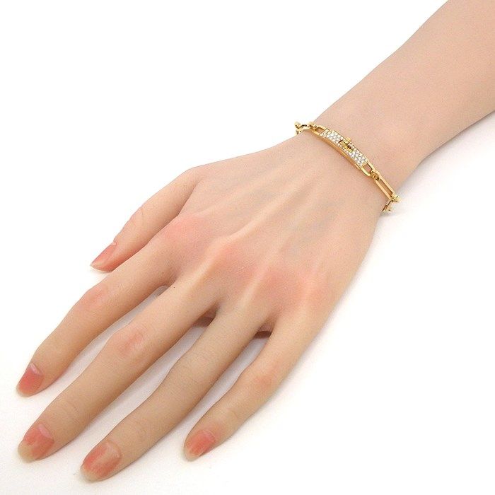 HERMES Kelly Clasp Motif Diamond Bracelet in K18YG