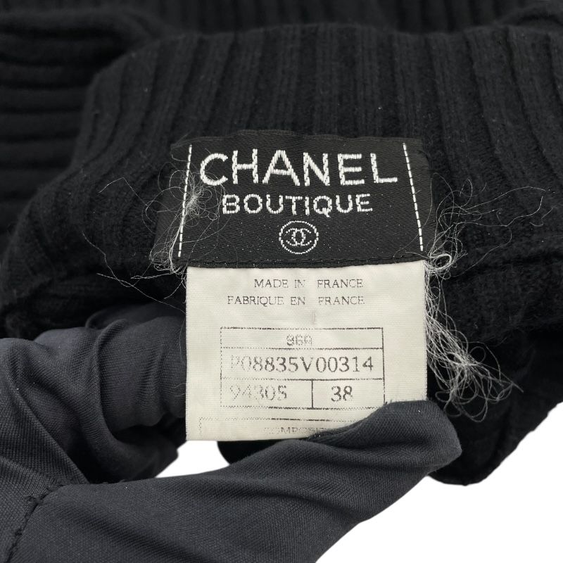 CHANEL Vintage Camellia Cashmere Knit Sweater - Black