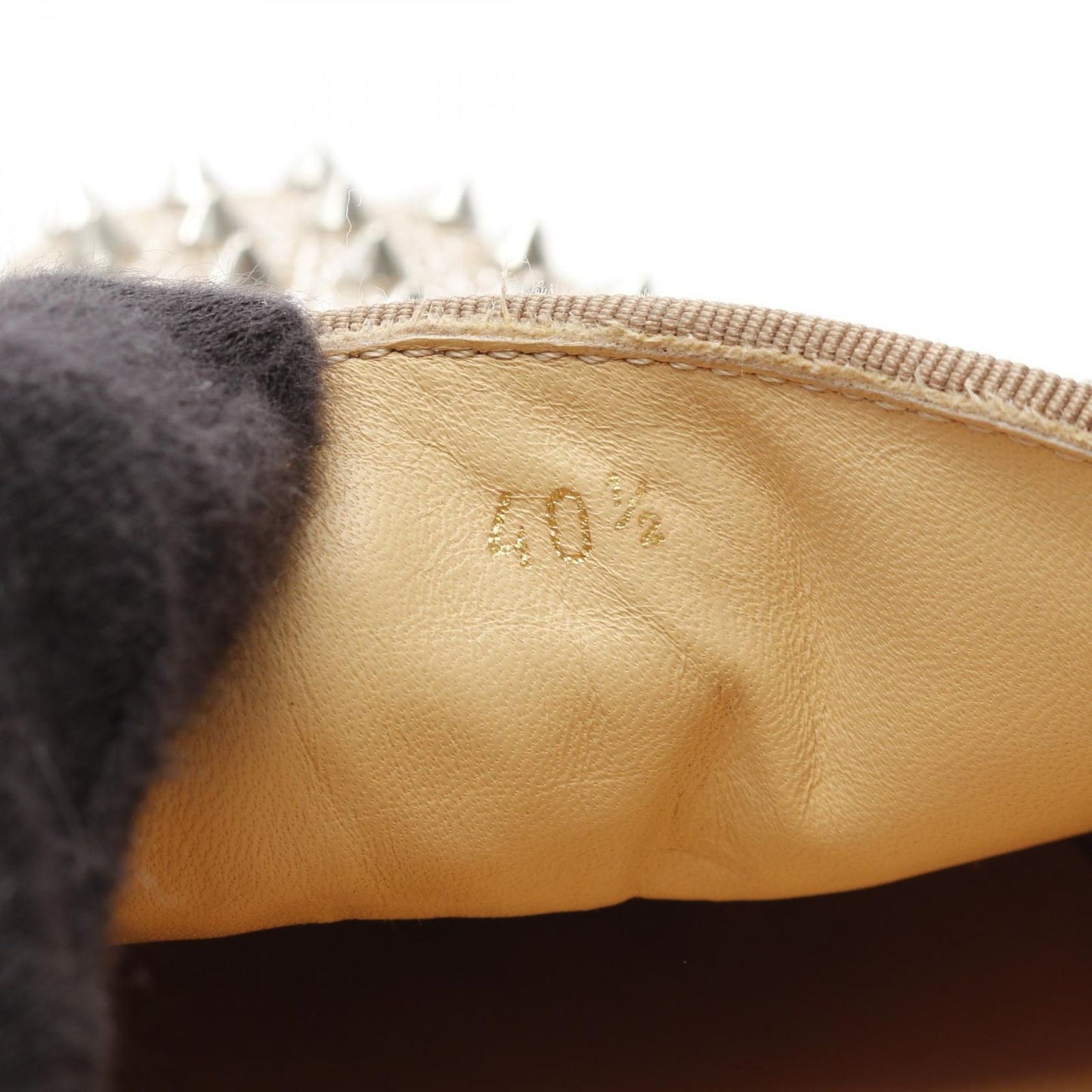 Christian Louboutin Rollerboat Slip-On in Beige/Silver Leather