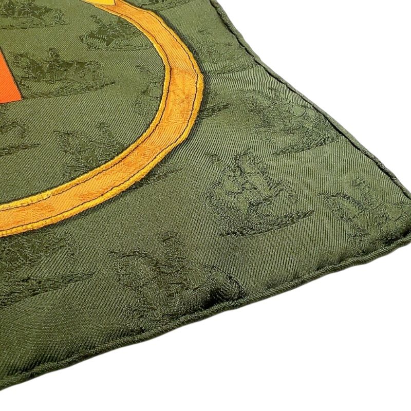 HERMES Carre 90 Linstrvction dvroy Green Multi Silk Scarf