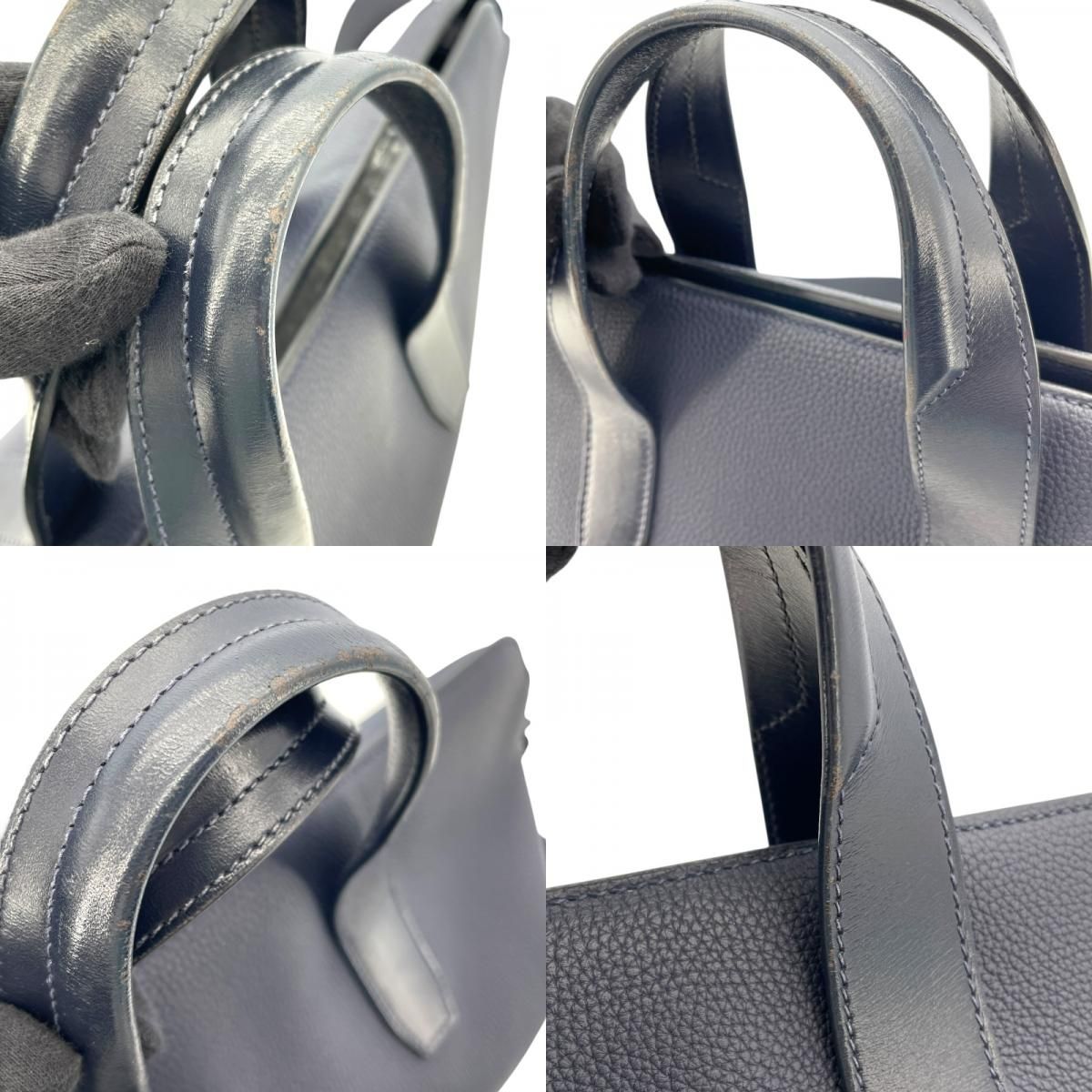 HERMES City News A刻 Blue Nuit & Silver Hardware Shoulder Bag