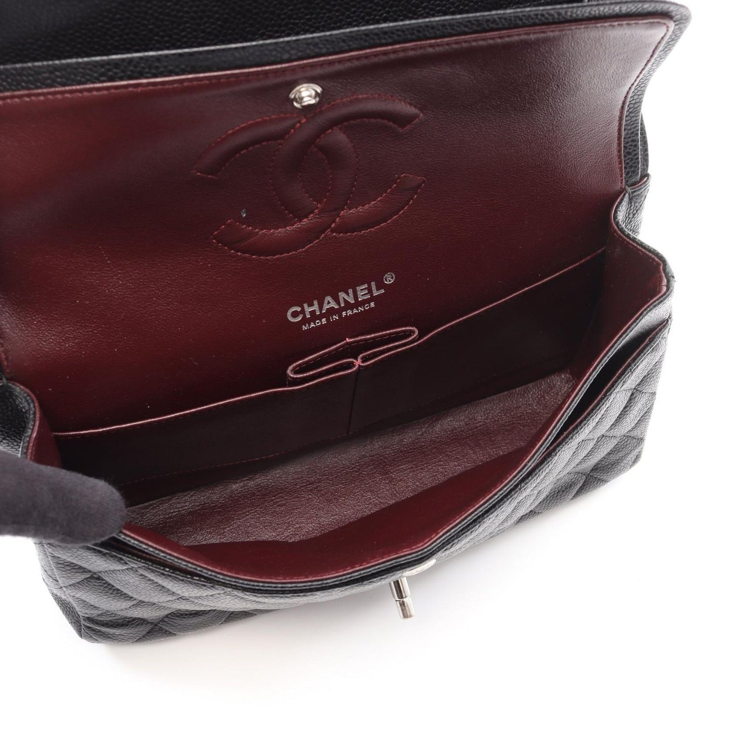 CHANEL Matelassé Double Flap Shoulder Bag - Black Leather