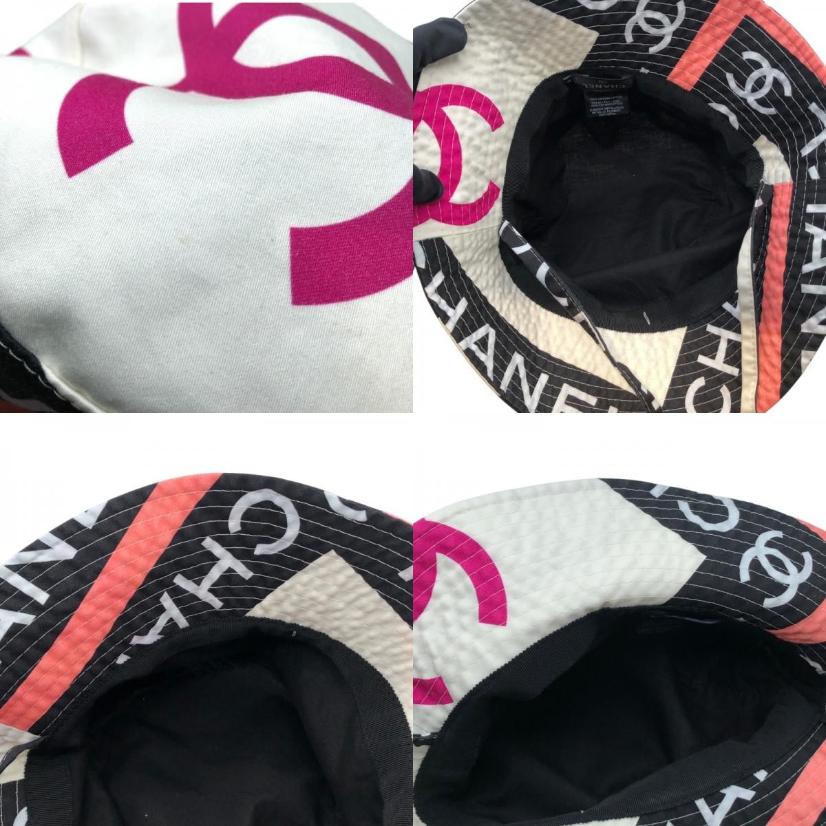 CHANEL Coco Mark Pattern Bucket Hat in Black, White & Pink