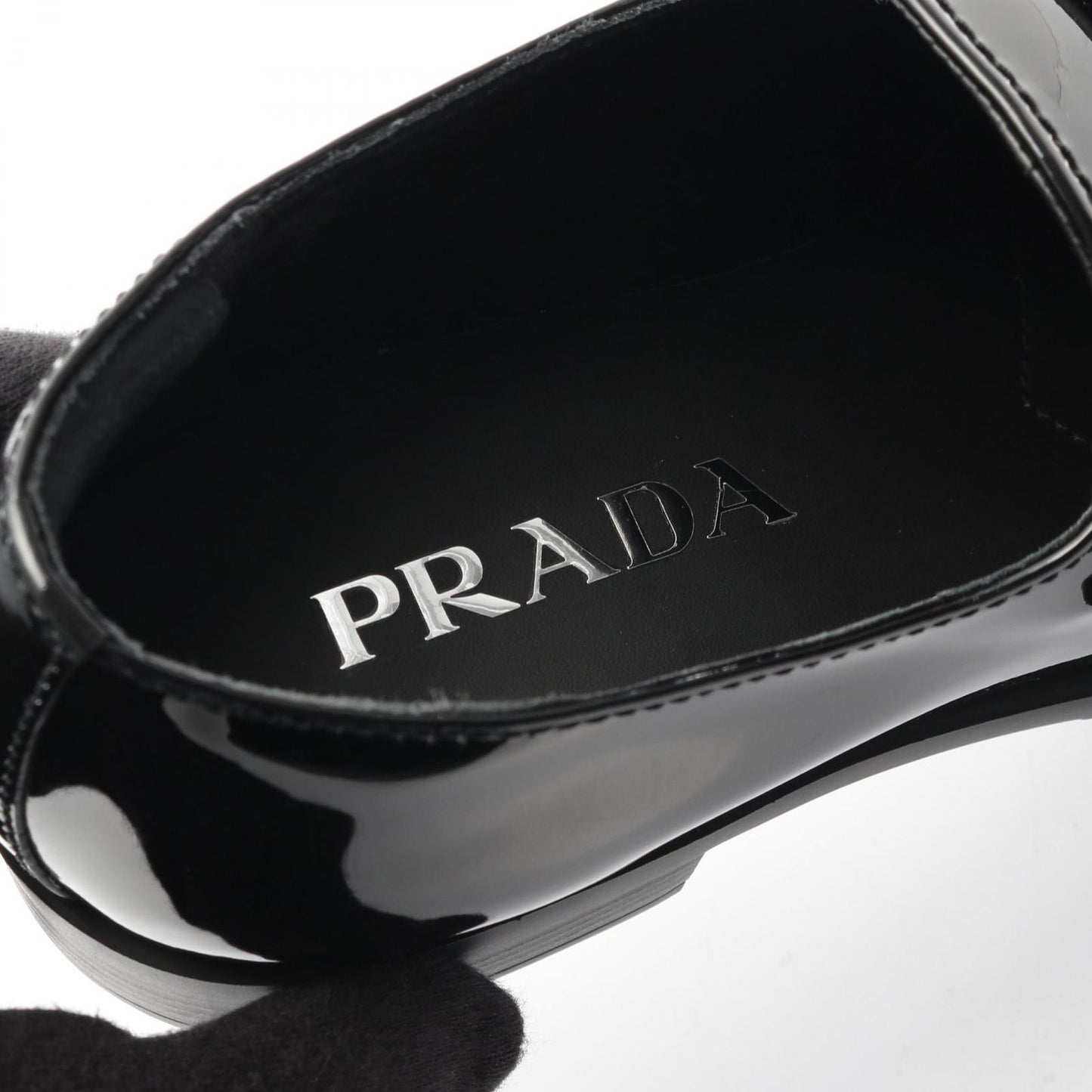 PRADA Triangle Logo Loafers in Black Patent Leather - Unworn Luxury
