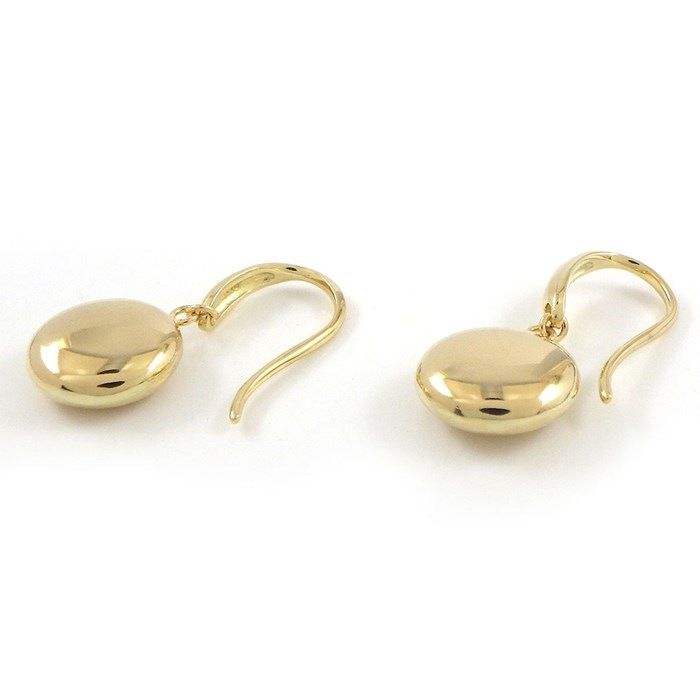 K18YG Swing Hook Earrings with Round Motif - Exquisite Craftsmanship