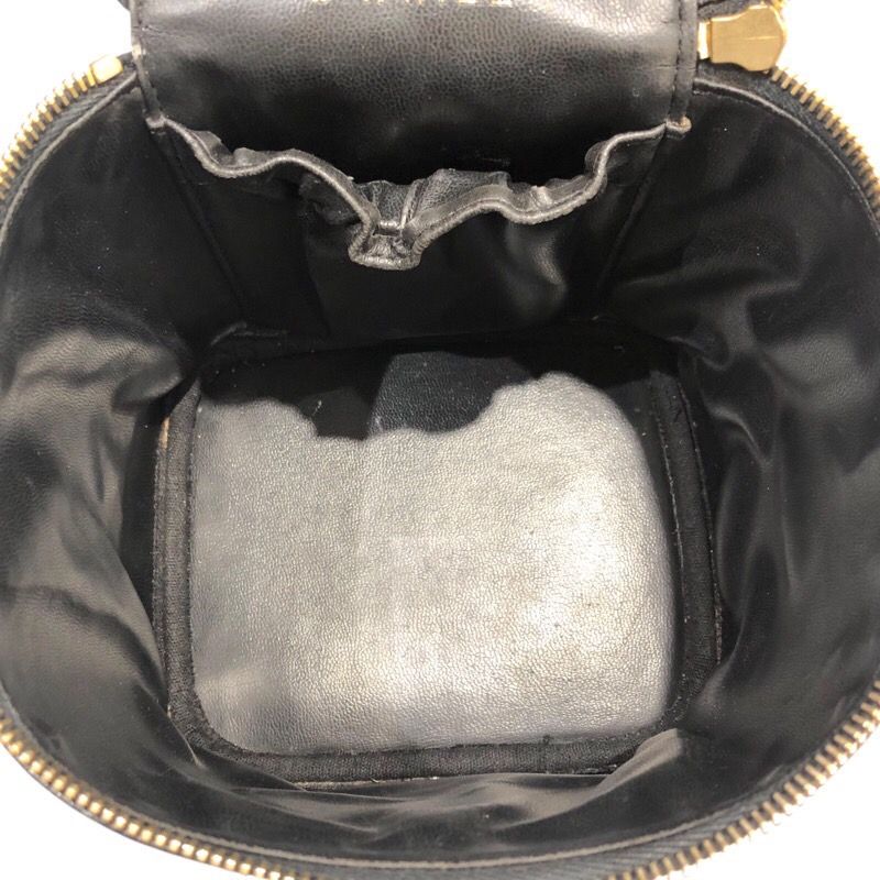 CHANEL Vanity A01998 Black Caviar Skin Handbag with Gold Hardware