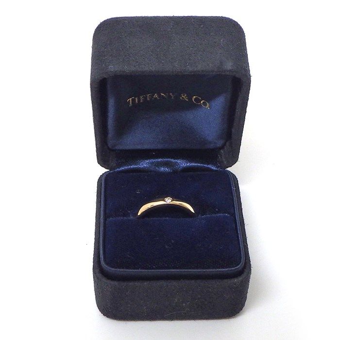 Tiffany & Co. 1pt Diamond Stacking Band Ring in K18 Pink Gold