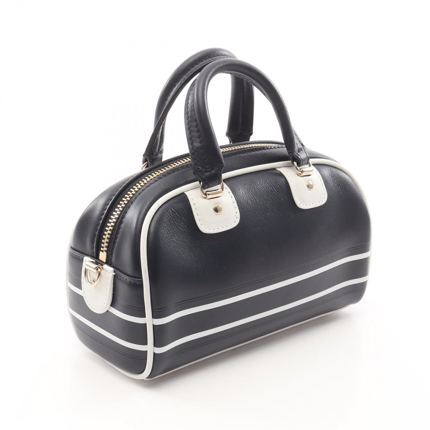 Dior VIBE Mini Bowling Bag in Navy/White Leather - Exquisite Craftsmanship