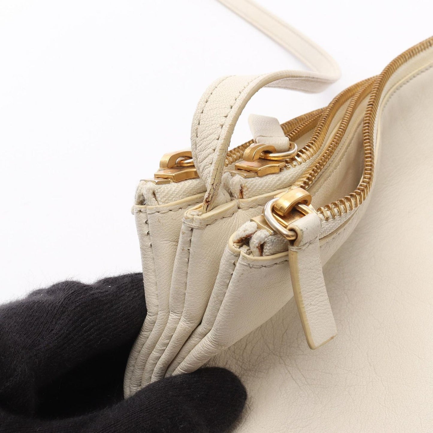 CELINE Trio Large Shoulder Bag in Ivory Leather - Timeless Elegance