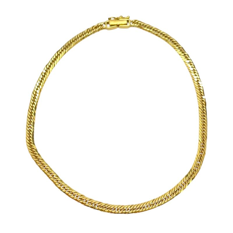 Exquisite K18 Gold 6-Sided Double Figaro Bracelet