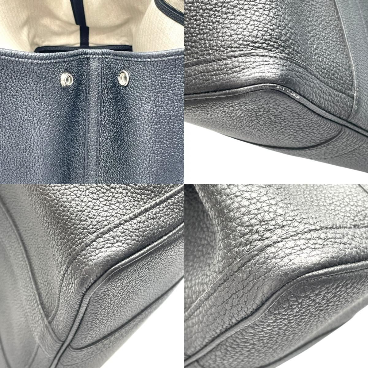 HERMES Garden Party PM Black Negonda Handbag with Silver Hardware