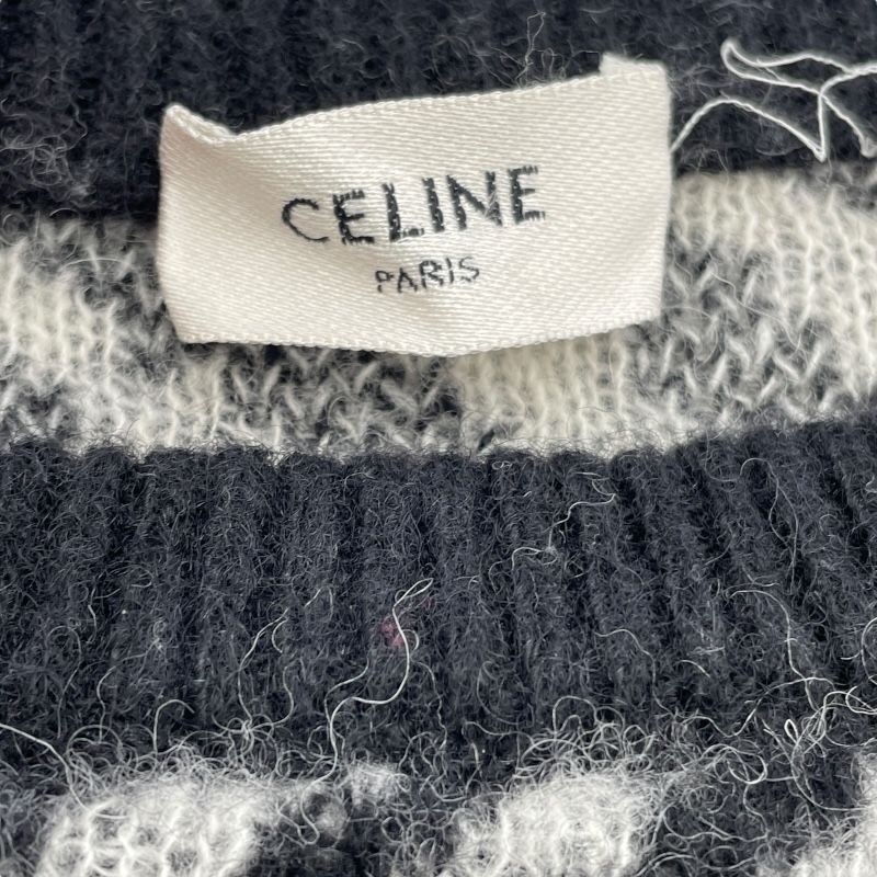 CELINE Zebra Knit Sweater - Black Wool, XS - Exquisite Craftsmanship