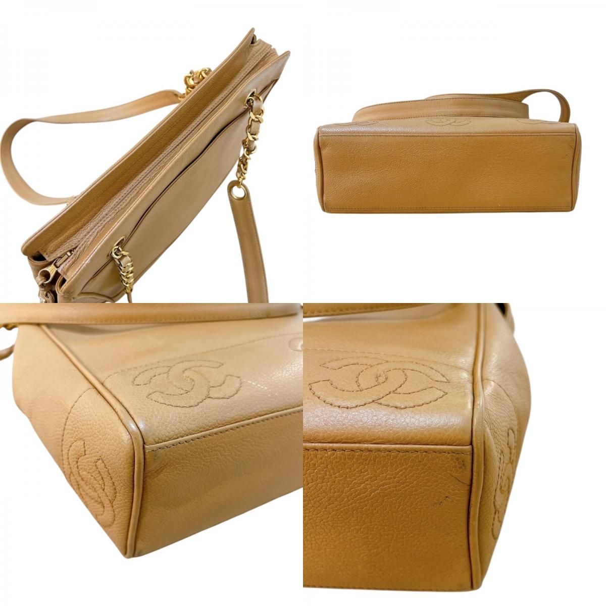 CHANEL Triple Coco Shoulder Bag in Beige with Gold Hardware