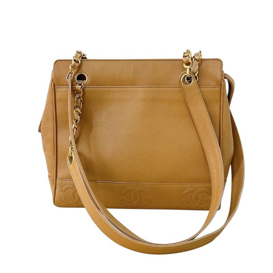 CHANEL Triple Coco Shoulder Bag in Beige with Gold Hardware