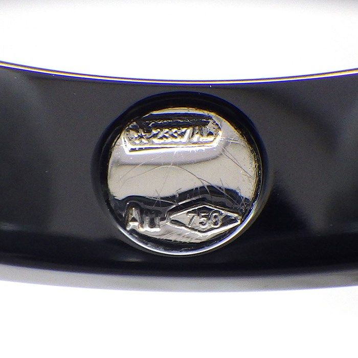 BVLGARI Double Logo Ring with Diamond in Black Ceramic & K18WG